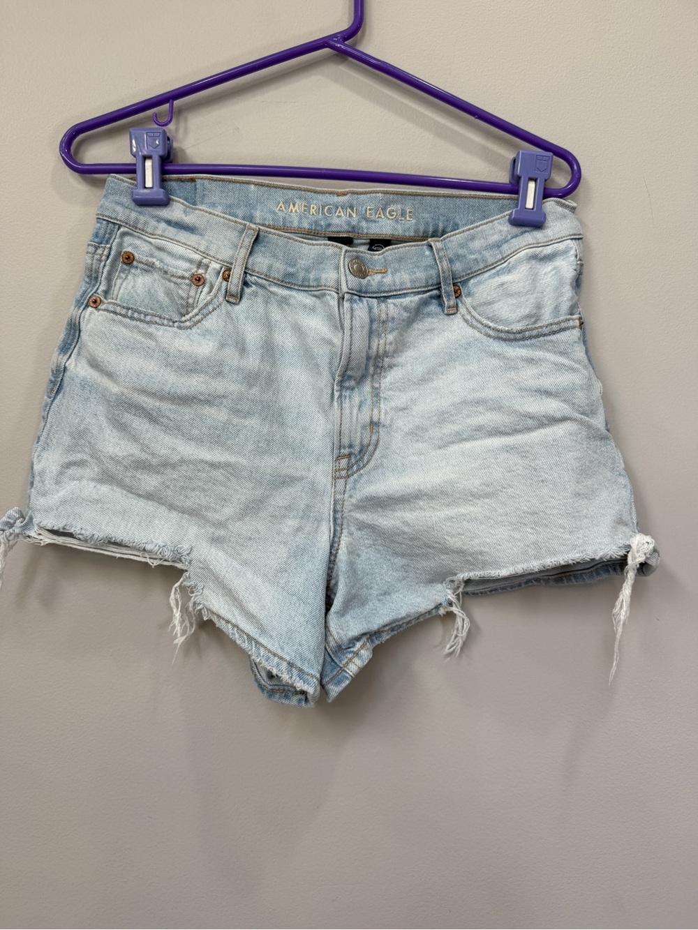 American Eagle Outfitters Light Blue High-Rise Denim Cutoff Shorts